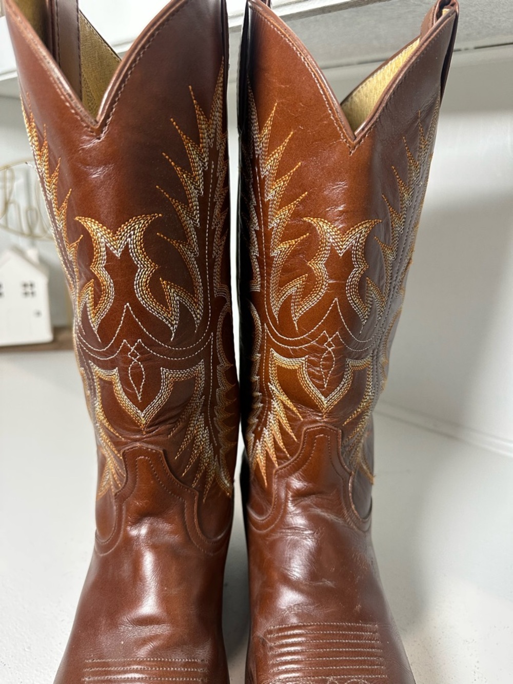 Tony Lama Cowboy Boots Mens 9 Womens 10 10.5 Brown Leather Western Boots Classic - Picture 3 of 10